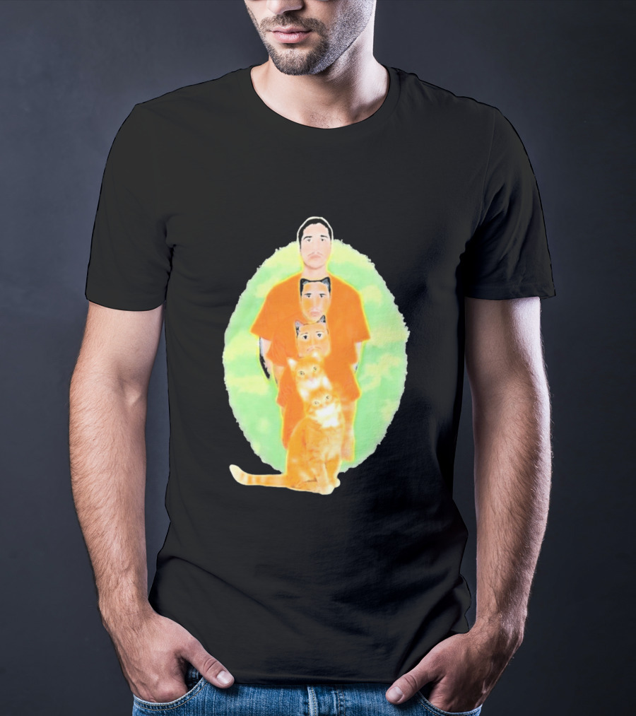 Julian And Logan Julian And Logan Logan Meows With Orange Cat Stack T-Shirt