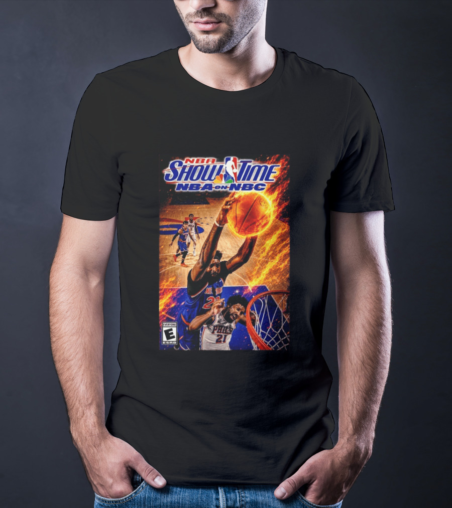 NBA Showtime Dunking Mitchell Robinson On Joel Embiid NBA On NBC T-Shirt