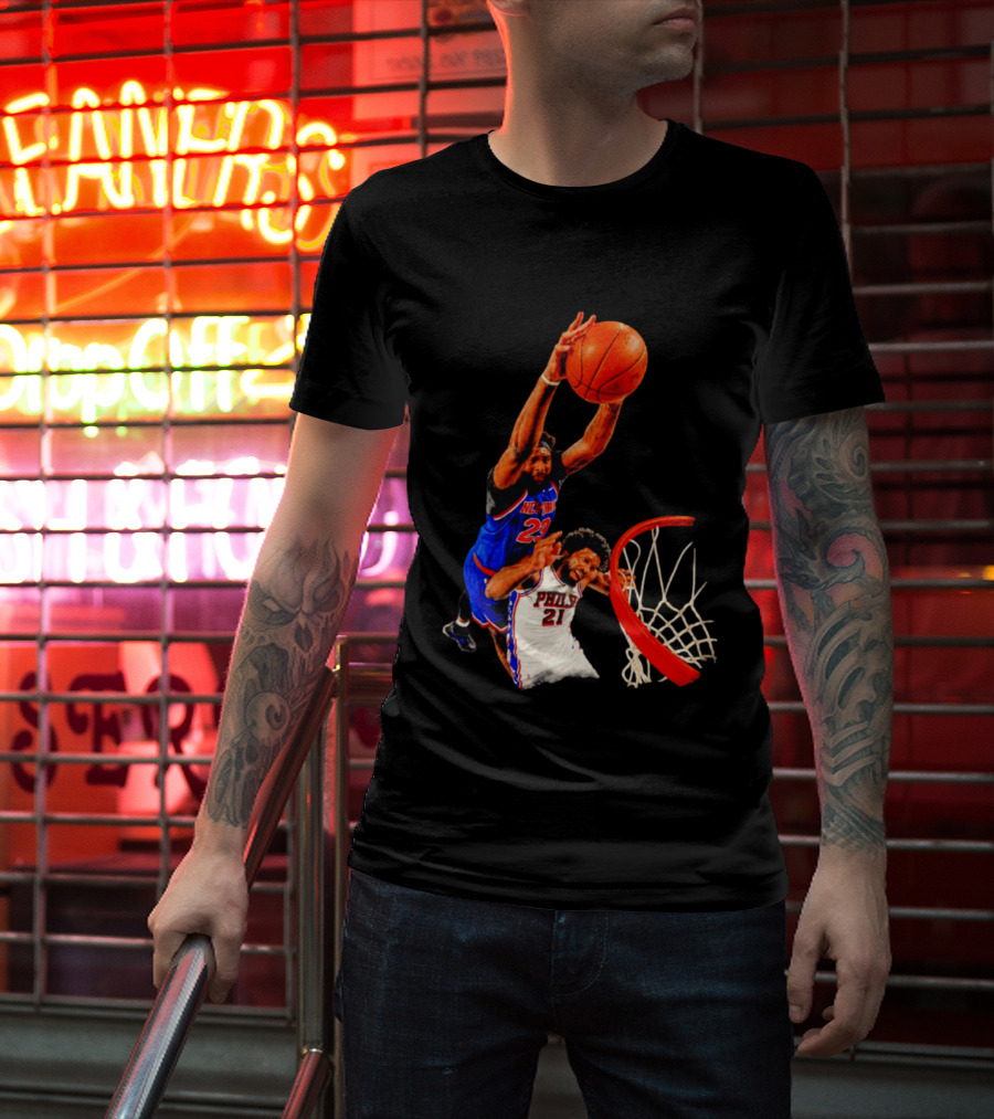 New York Knicks Mitchell Robinson Dunking On Philadelphia 2026 T-Shirt