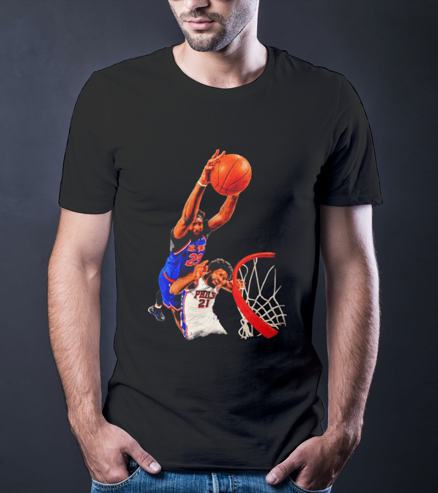 New York Knicks Mitchell Robinson Dunking On Philadelphia 2026 T-Shirt