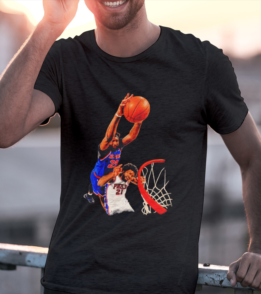 New York Knicks Mitchell Robinson Dunking On Philadelphia 2026 T-Shirt