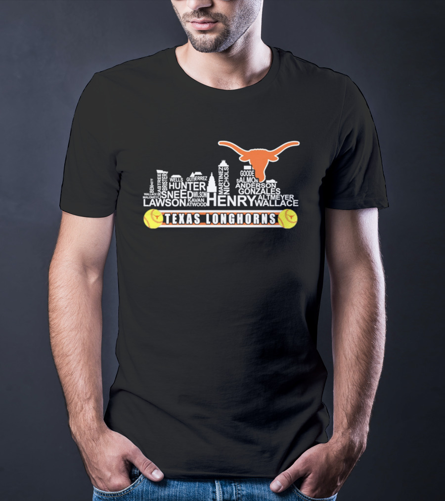 Texas Longhorns Softball Henry Anderson Hunter Skyline T-Shirt