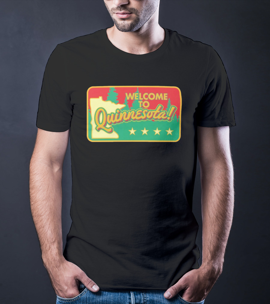 Welcome To Quinnesota State Map Forest Theme With Stars T-Shirt