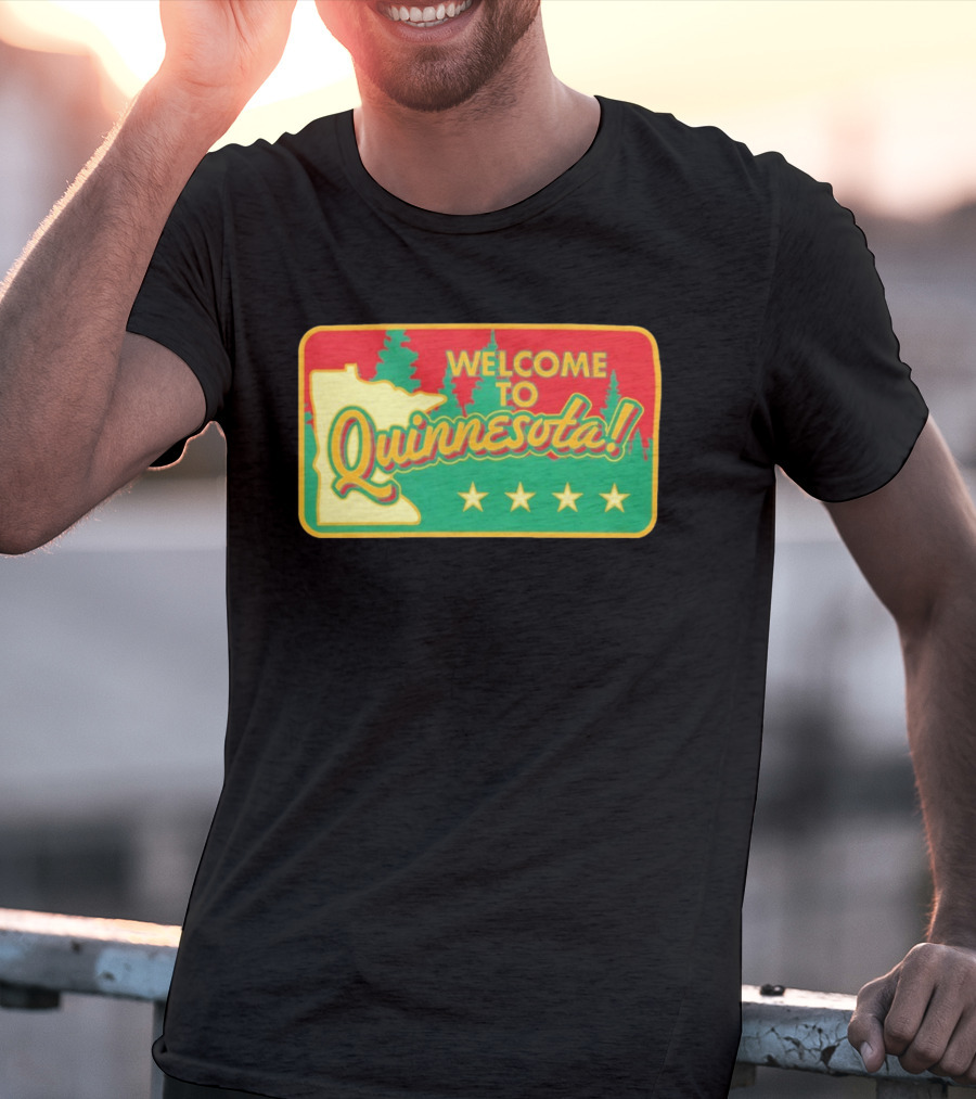 Welcome To Quinnesota State Map Forest Theme With Stars T-Shirt