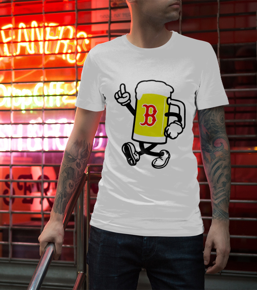 2026 Red Sox Beer With Walking Foam And Red B T-Shirt