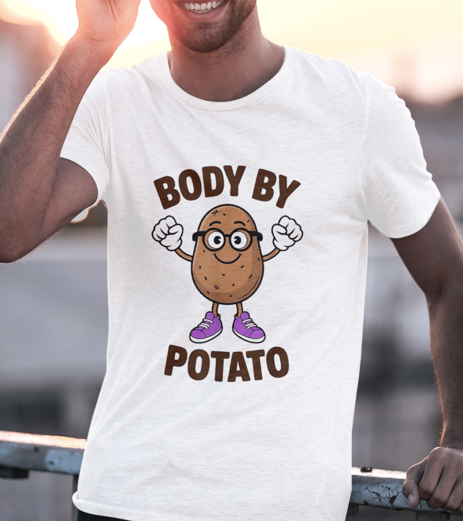 Body By Potato Cartoon Potato With Glasses And Sneakers T-Shirt