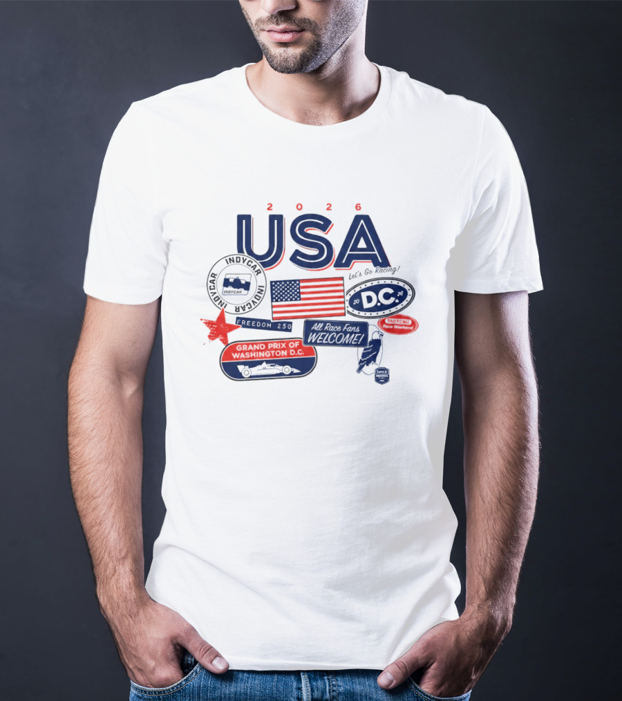 USA 2026 Indycar DC Let's Go Racing Freedom 250 Grand Prix T-Shirt