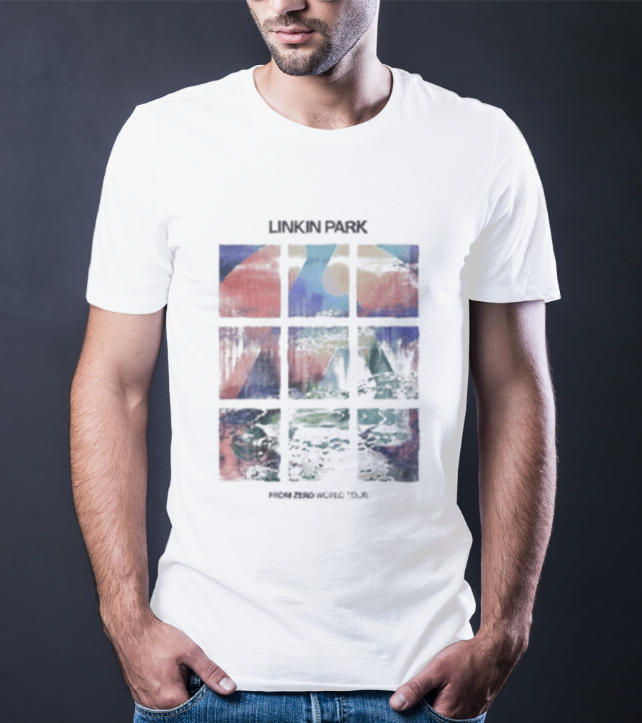 Linkin Park Fz World Tour Australia 2026 Colorful Abstract Squares T-Shirt