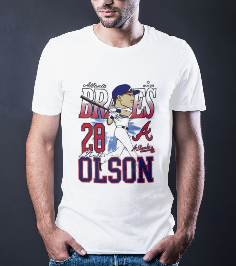 Atlanta Braves 28 Olson Caricature T-Shirt