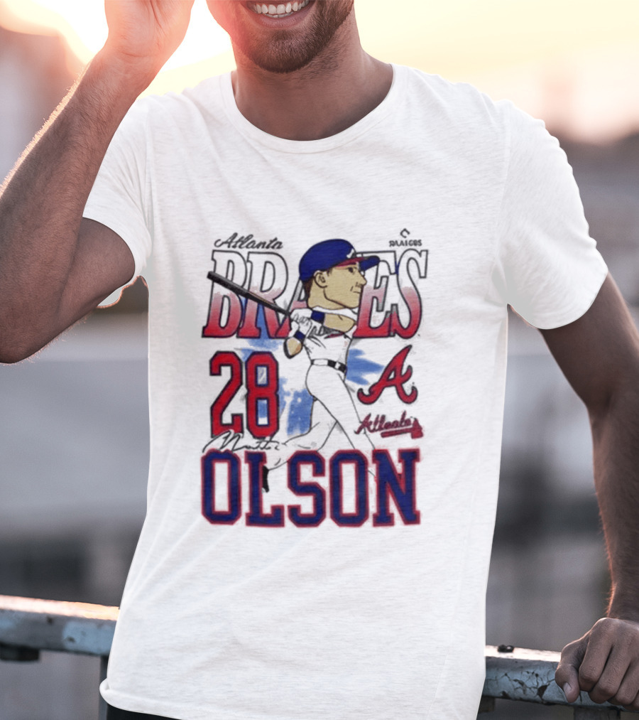 Atlanta Braves 28 Olson Caricature T-Shirt