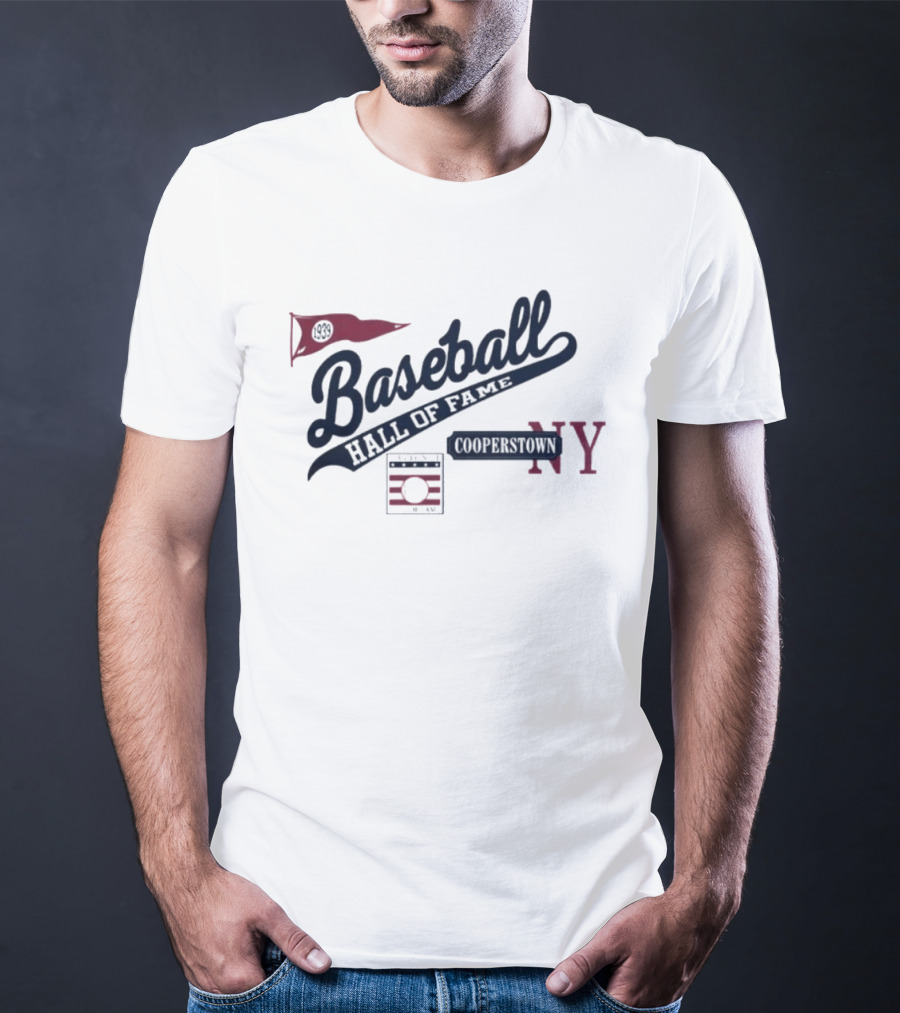 Baseball Hall Of Fame Cooperstown NY Red Pennant T-Shirt