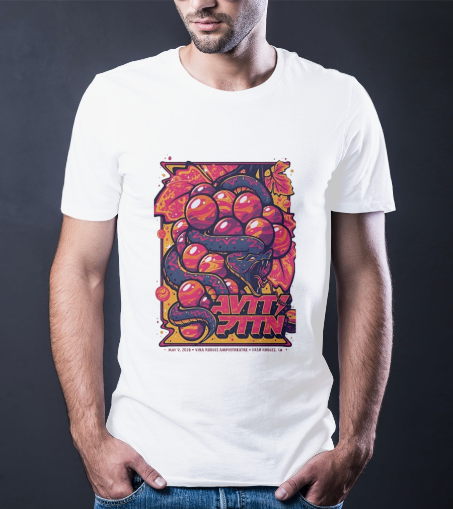 Avett Brothers Paso Robles CA 2026 May 9 Tour Snake Grapes T-Shirt