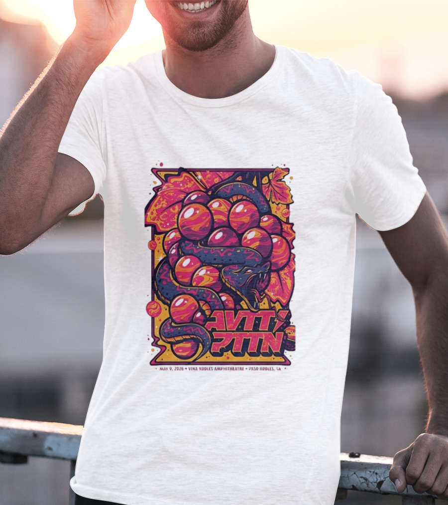 Avett Brothers Paso Robles CA 2026 May 9 Tour Snake Grapes T-Shirt