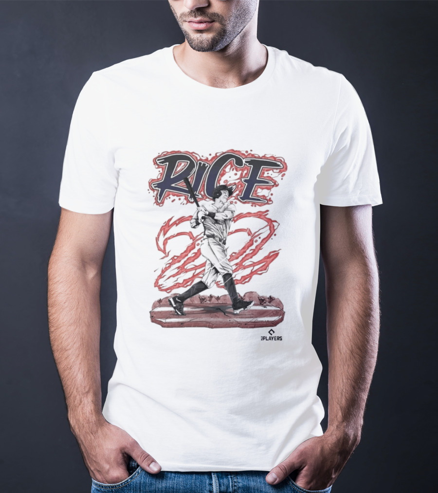 Rice 22 Power Swing Baseball Player Action T-Shirt