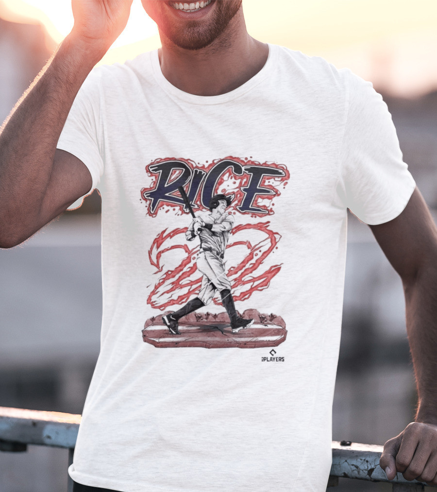 Rice 22 Power Swing Baseball Player Action T-Shirt