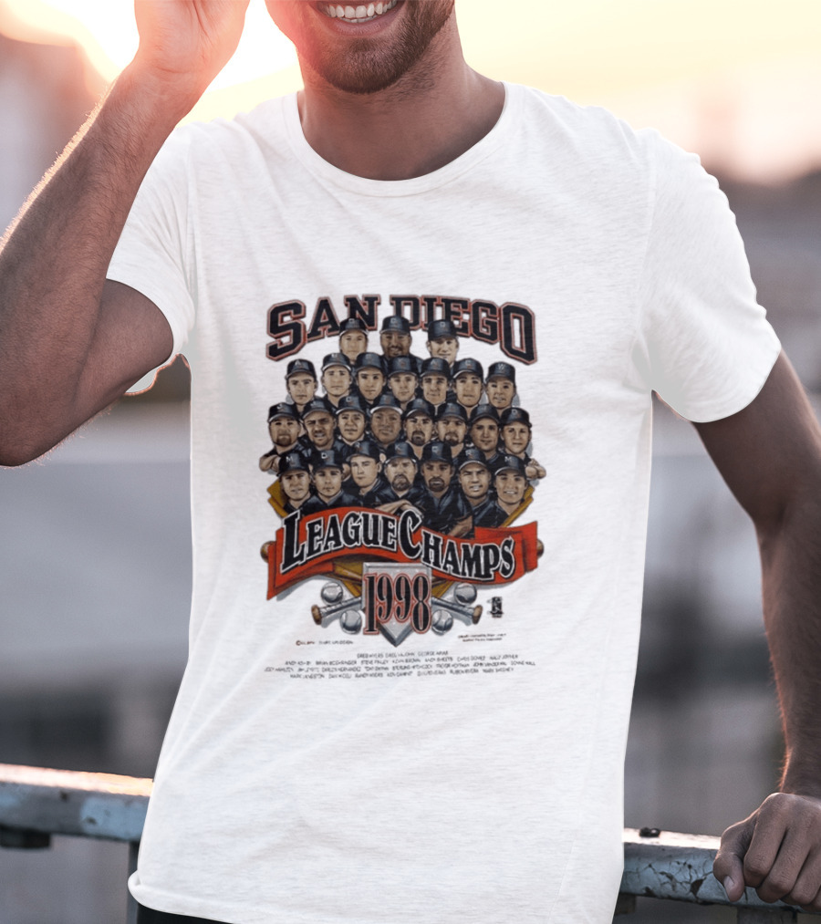 San Diego Padres 1998 League Champs Legends Team Montage T-Shirt