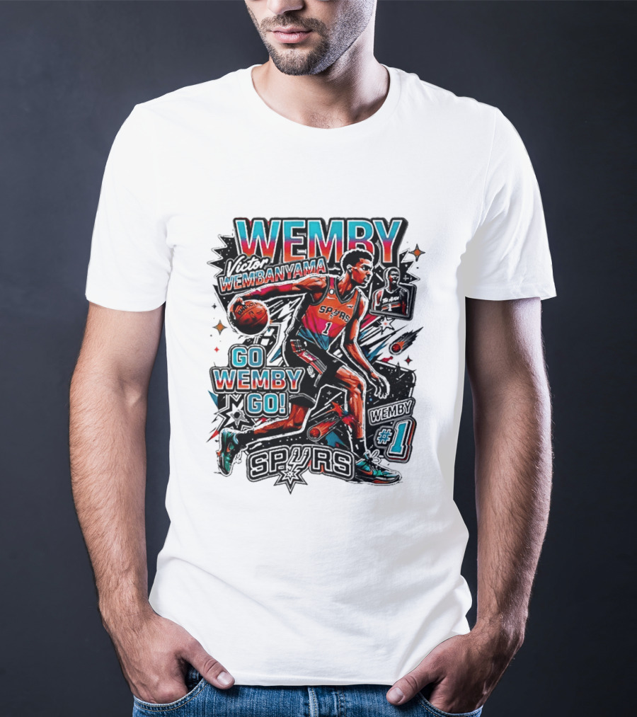 Victor Wembanyama Spurs Go Wemby Go Basketball Number 1 T-Shirt