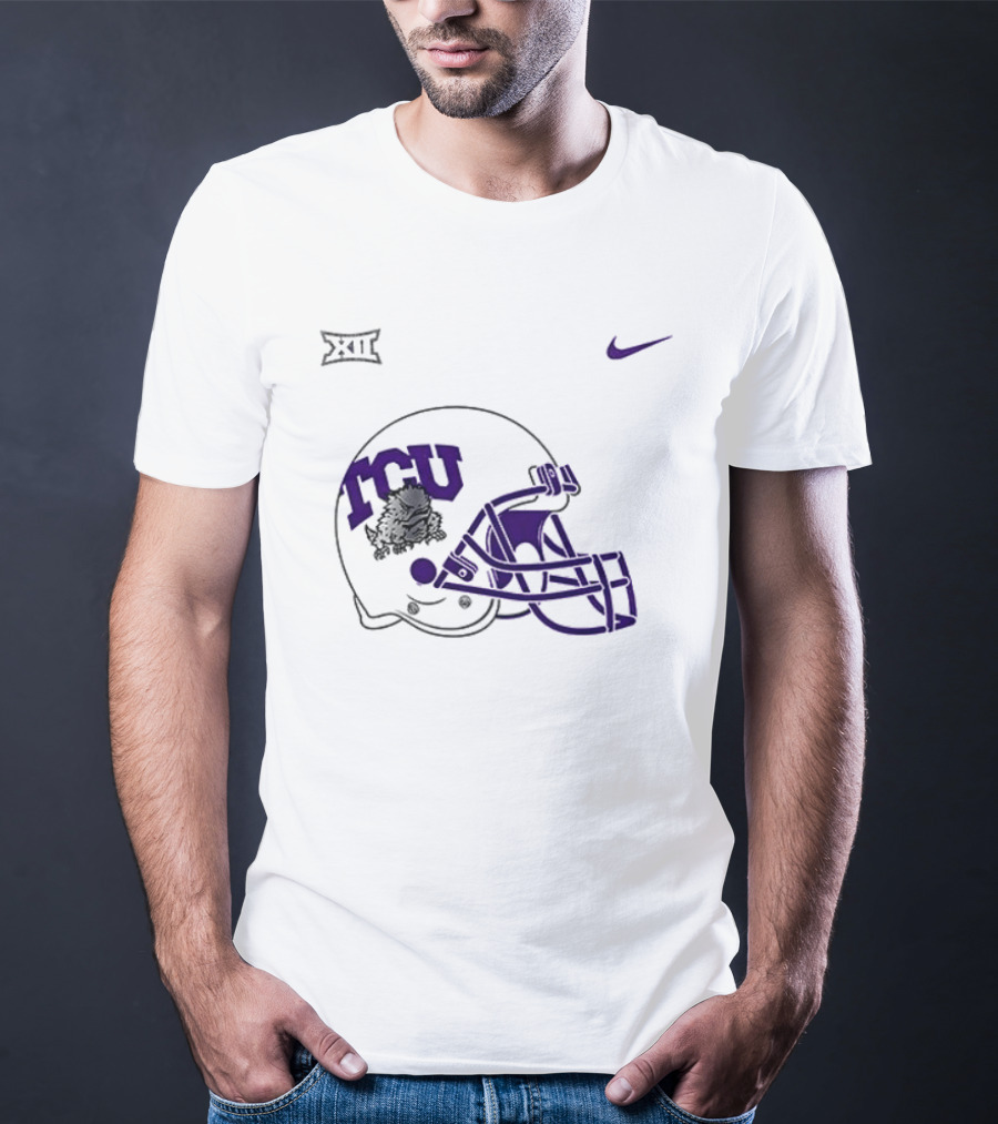TCU Horned Frogs Football Helmet Nike Big 12 Conference T-Shirt