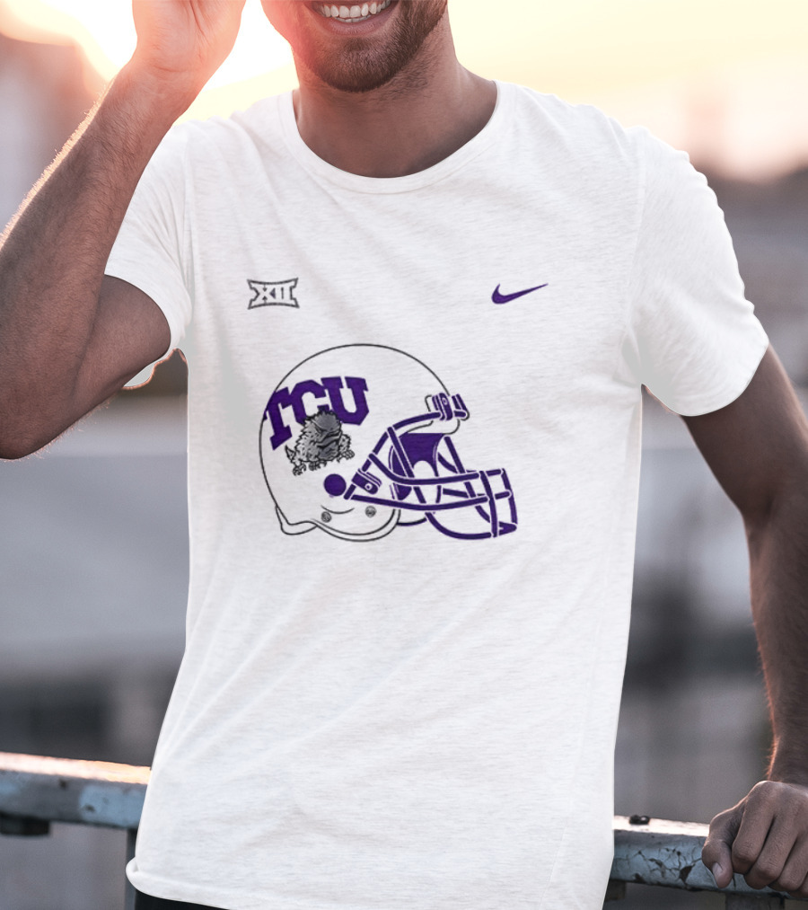 TCU Horned Frogs Football Helmet Nike Big 12 Conference T-Shirt