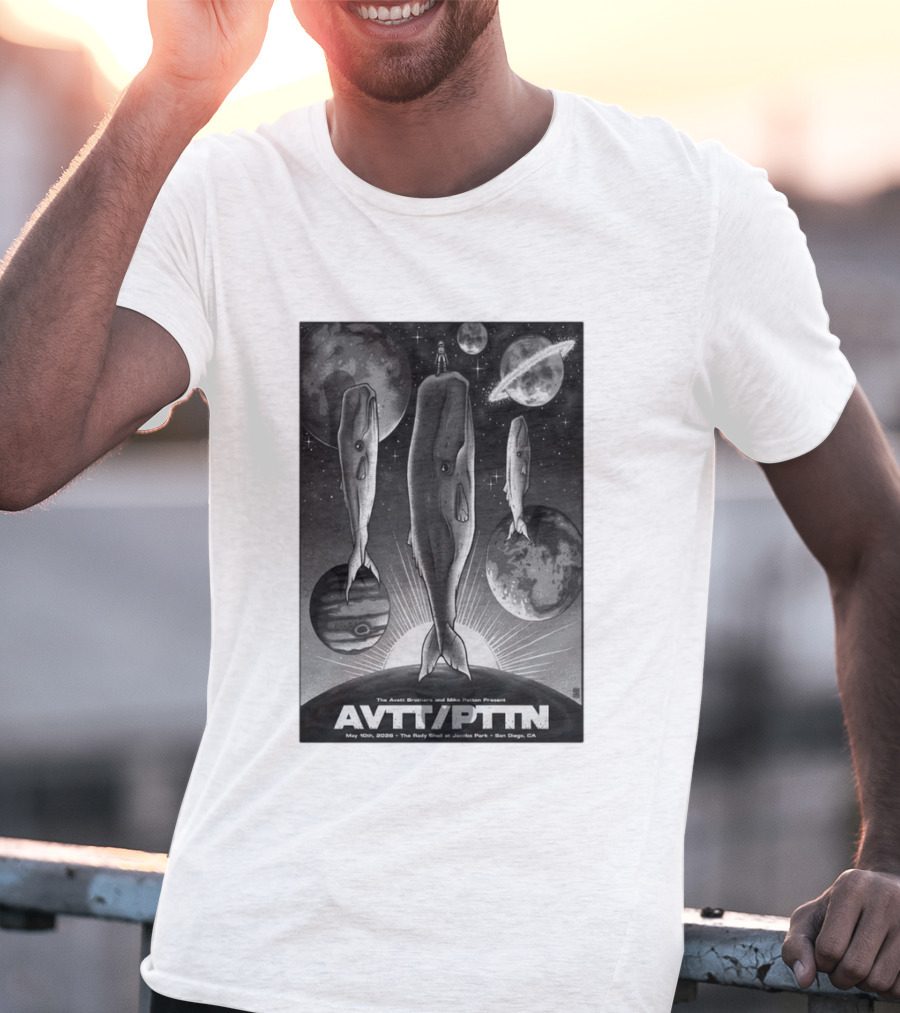 The Avett Brothers Mike Patton May 10 2026 AVT PTN San Diego Jacobs Park Whales Planets T-Shirt