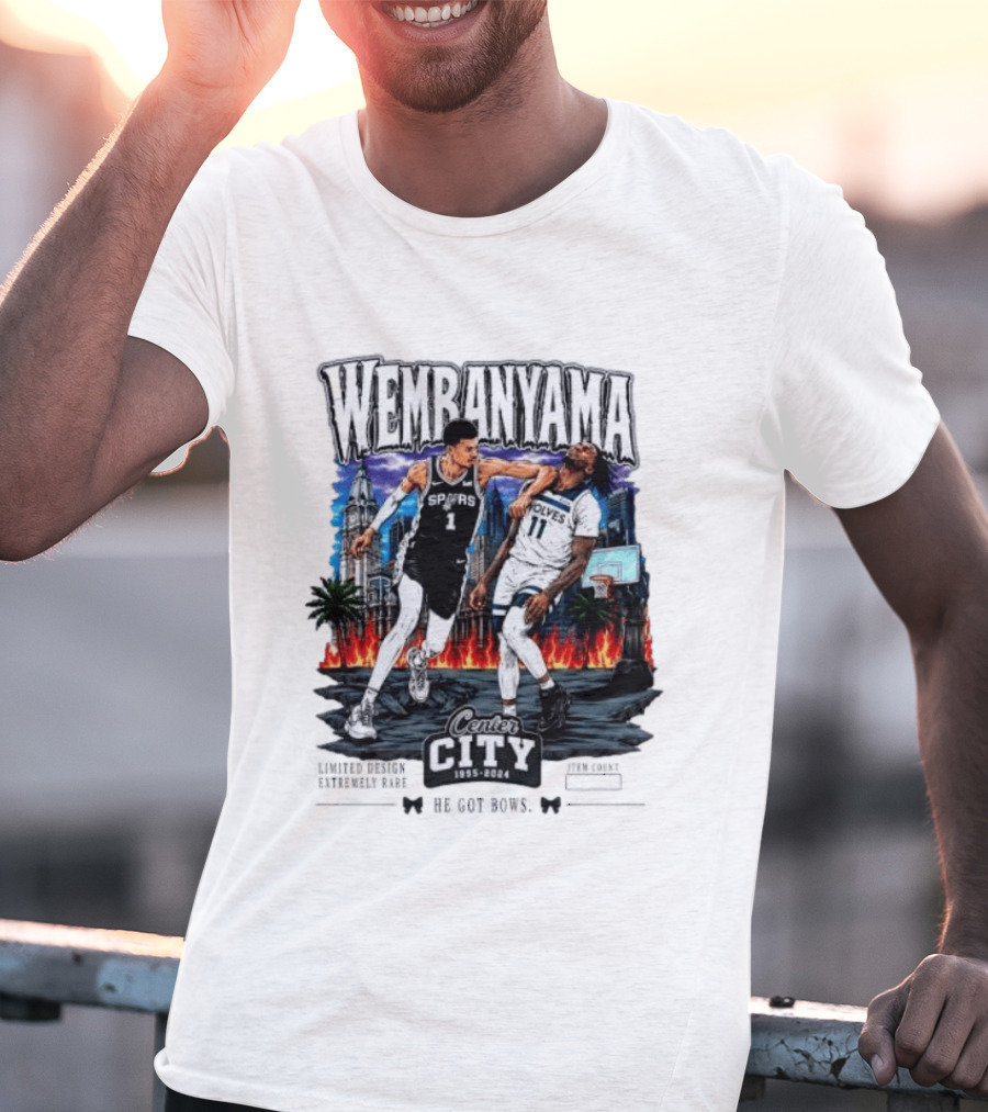 Wembanyama Spurs Center City 1995 2024 Basketball Matchup T-Shirt