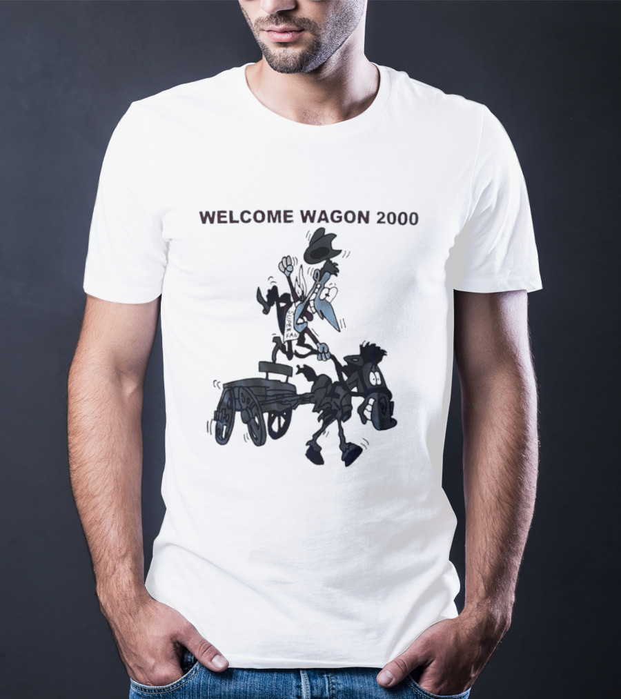 Welcome Wagon 2000 Cartoon Cowboy On A Horse T-Shirt