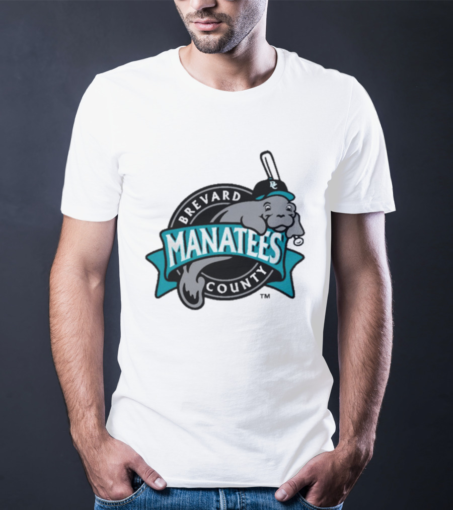 Brevard County Manatees Baseball Team Cap Mascot With Bat And Ball T-Shirt