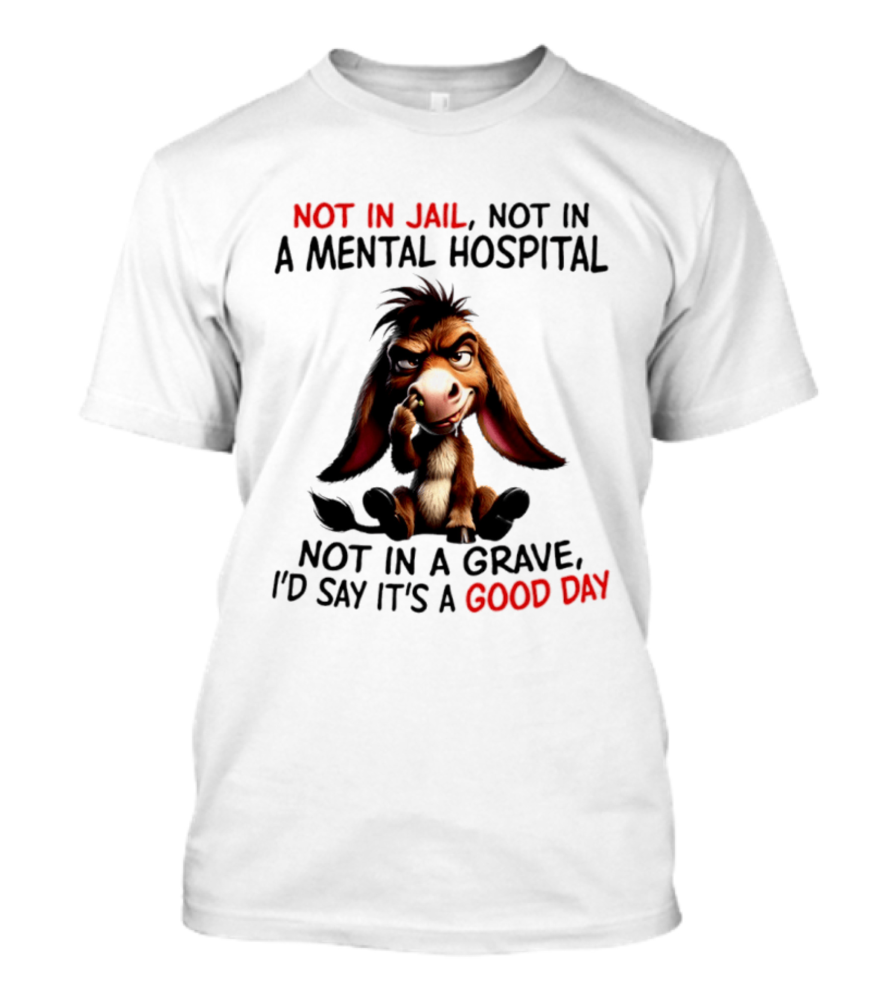 Donkey Not In Jail Not In A Mental Hospital Not In A Grave I'd Say It's A Good Day T-Shirt