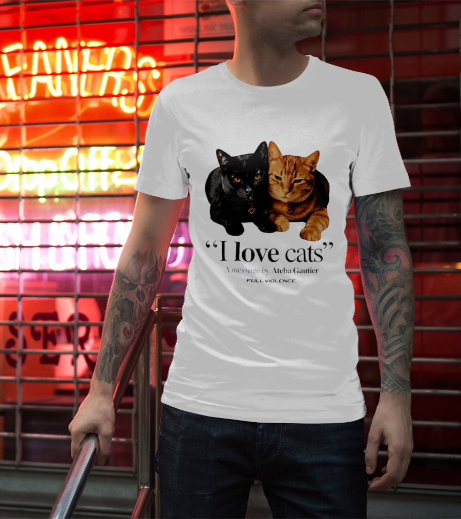 I Love Cats Ateba Gautier Full Violence Black And Ginger Cat Duo T-Shirt