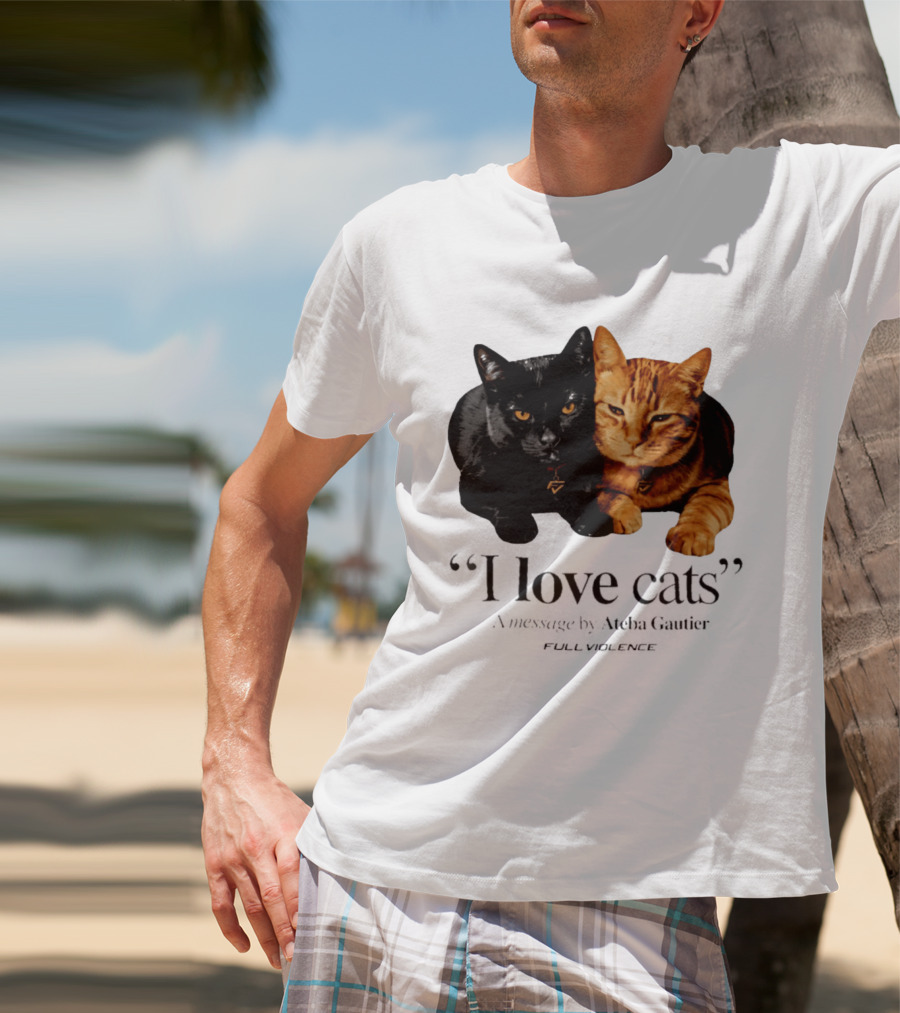 I Love Cats Ateba Gautier Full Violence Black And Ginger Cat Duo T-Shirt