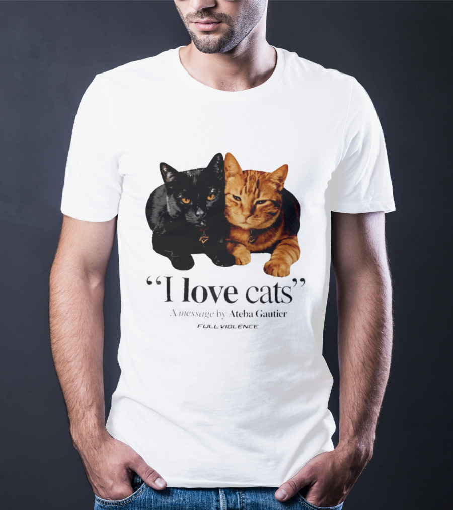 I Love Cats Ateba Gautier Full Violence Black And Ginger Cat Duo T-Shirt