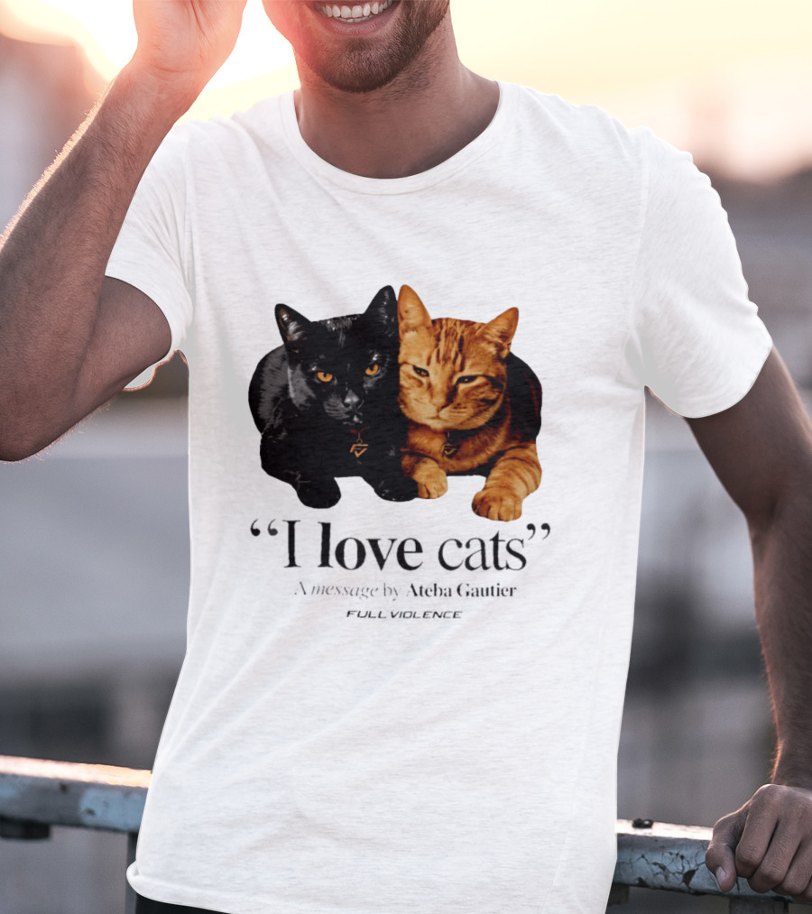 I Love Cats Ateba Gautier Full Violence Black And Ginger Cat Duo T-Shirt