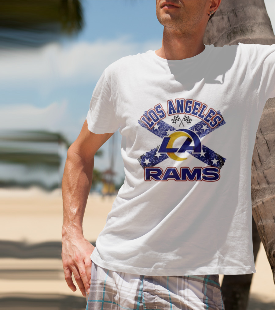 Los Angeles Rams LA Dukes Of Hazzard Crossed Flags T-Shirt