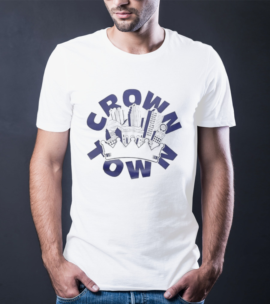 Original Charlie Hustle Crown Town Cityscape White Cap T-Shirt