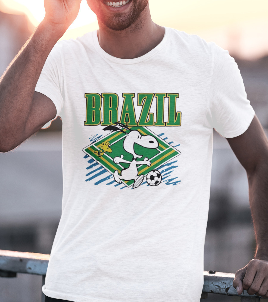 Brazil Soccer Snoopy Woodstock Peanuts Characters Football T-Shirt