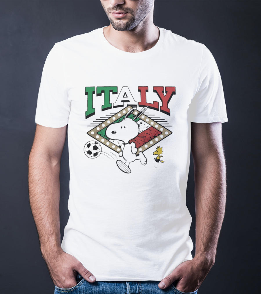Italy Snoopy Woodstock Peanuts Soccer Team T-Shirt
