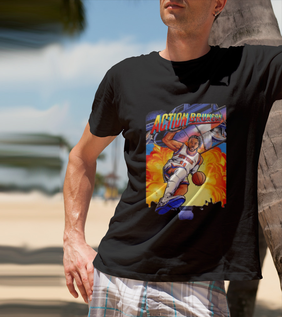 Action Brunson New York Knicks Basketball Comic Explosive Dynamic T-Shirt