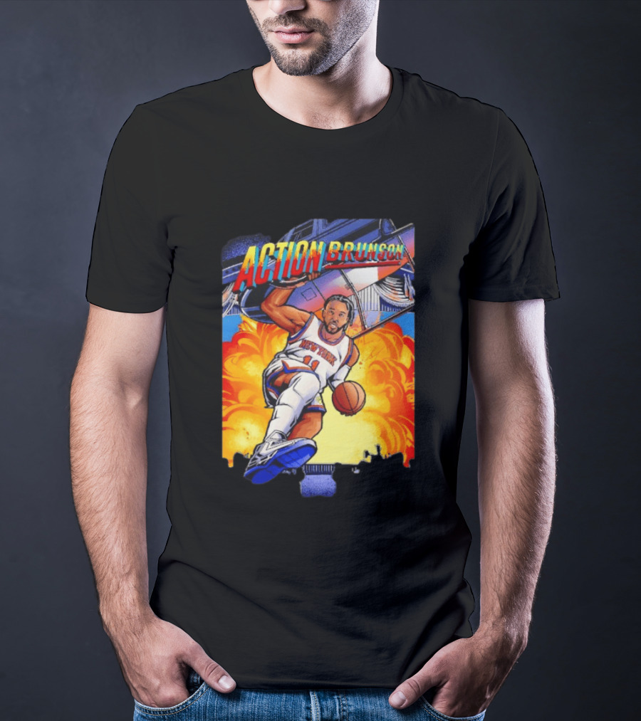 Action Brunson New York Knicks Basketball Comic Explosive Dynamic T-Shirt
