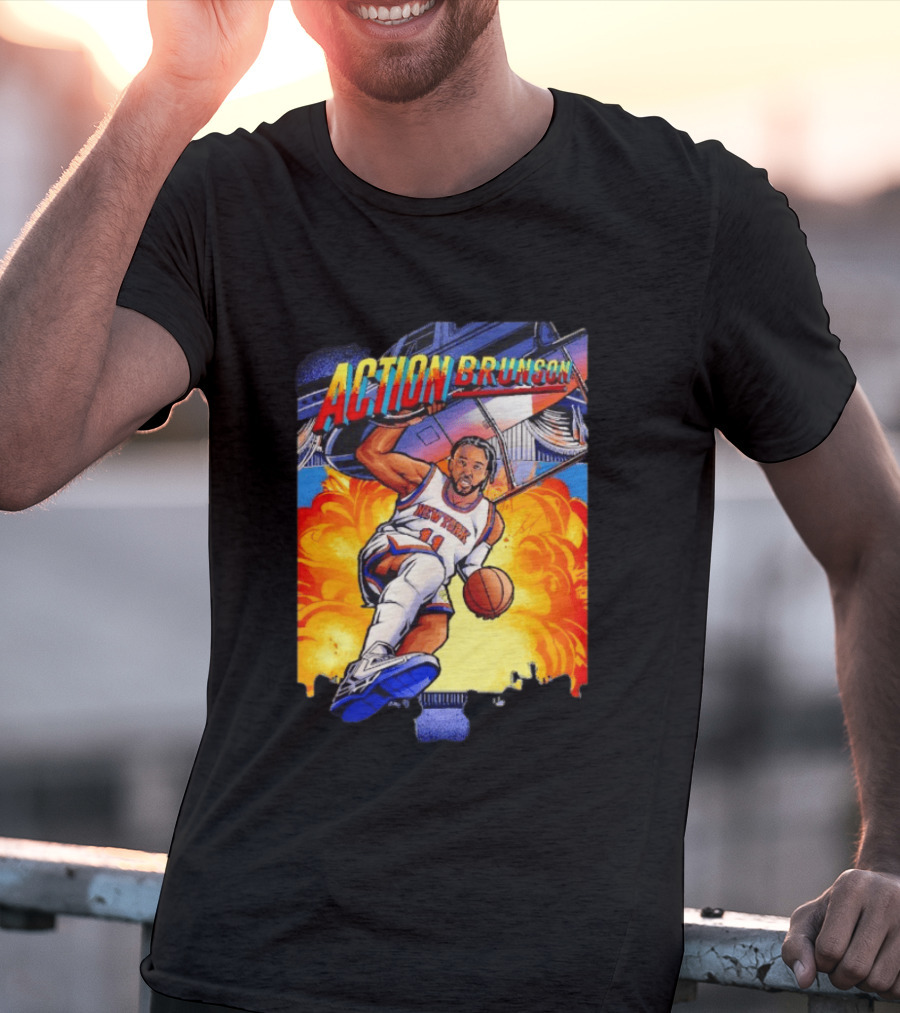 Action Brunson New York Knicks Basketball Comic Explosive Dynamic T-Shirt