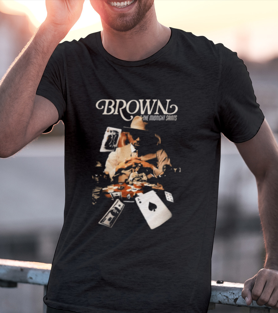 BROWN The Midnight Saints Playing Cards And Chips Explosion T-Shirt