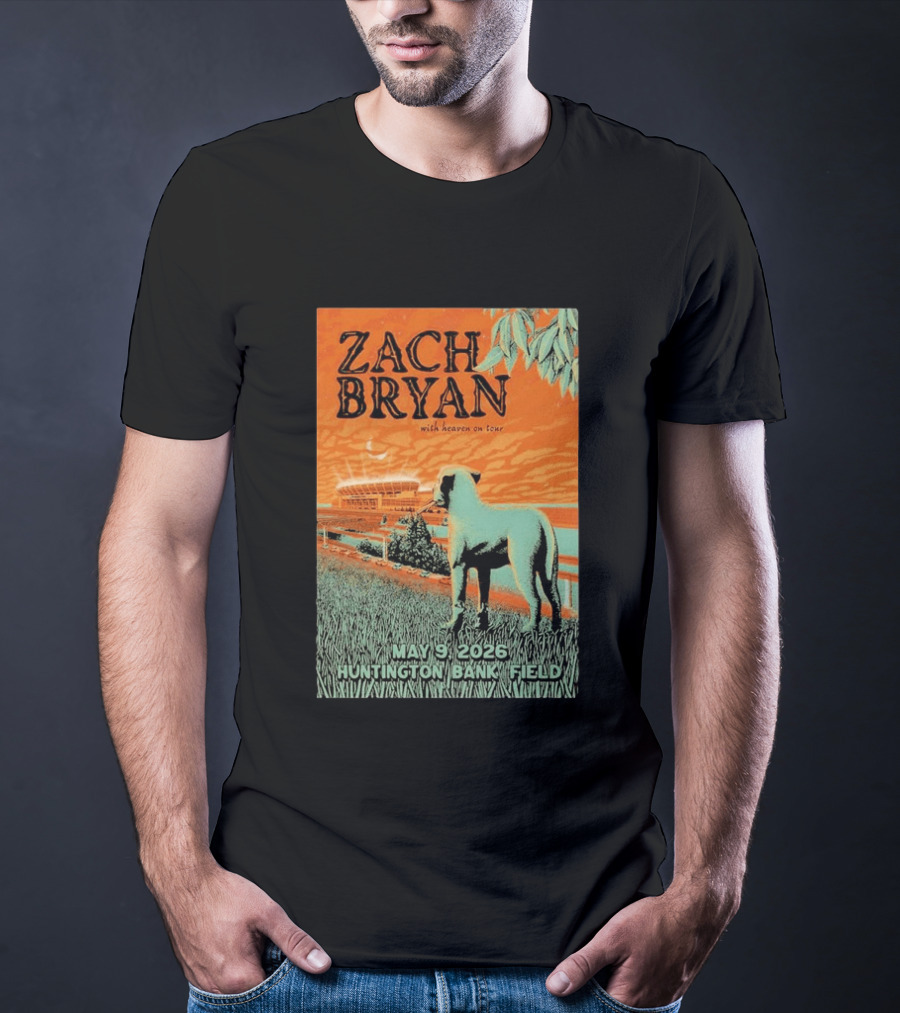 Zach Bryan Huntington Bank Field May 9 2026 With Heaven On Tour T-Shirt