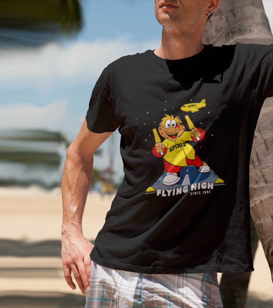 Inland Empire 66ers Baseball Mascot Celebrating Flying High Since 1987 With Spirit Airlines Memorabilia T-Shirt