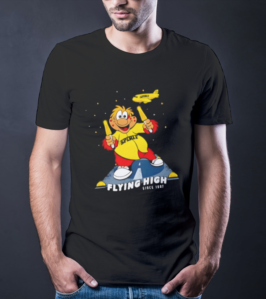 Inland Empire 66ers Baseball Mascot Celebrating Flying High Since 1987 With Spirit Airlines Memorabilia T-Shirt