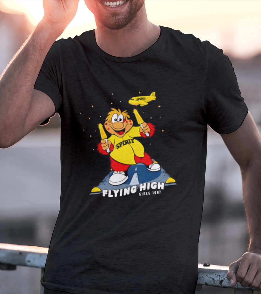 Inland Empire 66ers Baseball Mascot Celebrating Flying High Since 1987 With Spirit Airlines Memorabilia T-Shirt