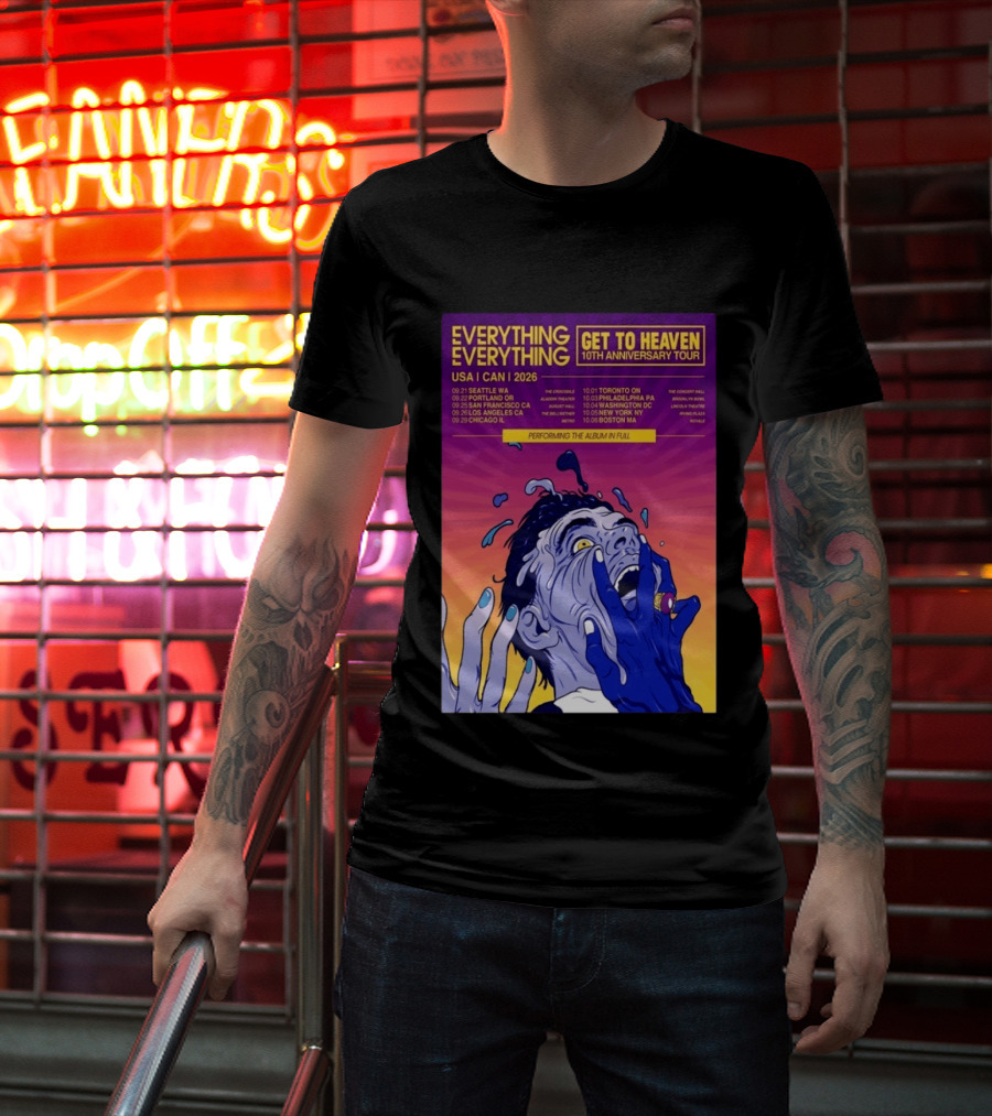 Everything Everything Get To Heaven 10th Anniversary Tour 2026 USA Canada Dates T-Shirt