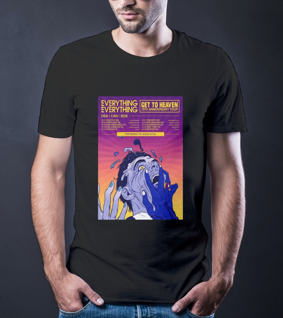 Everything Everything Get To Heaven 10th Anniversary Tour 2026 USA Canada Dates T-Shirt