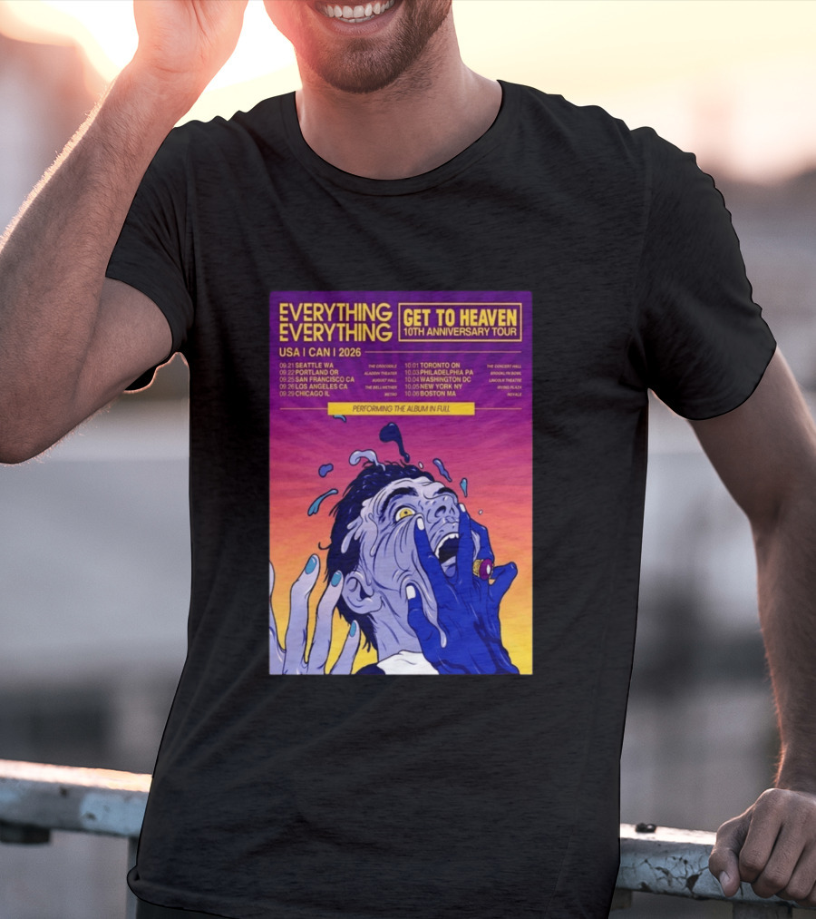Everything Everything Get To Heaven 10th Anniversary Tour 2026 USA Canada Dates T-Shirt