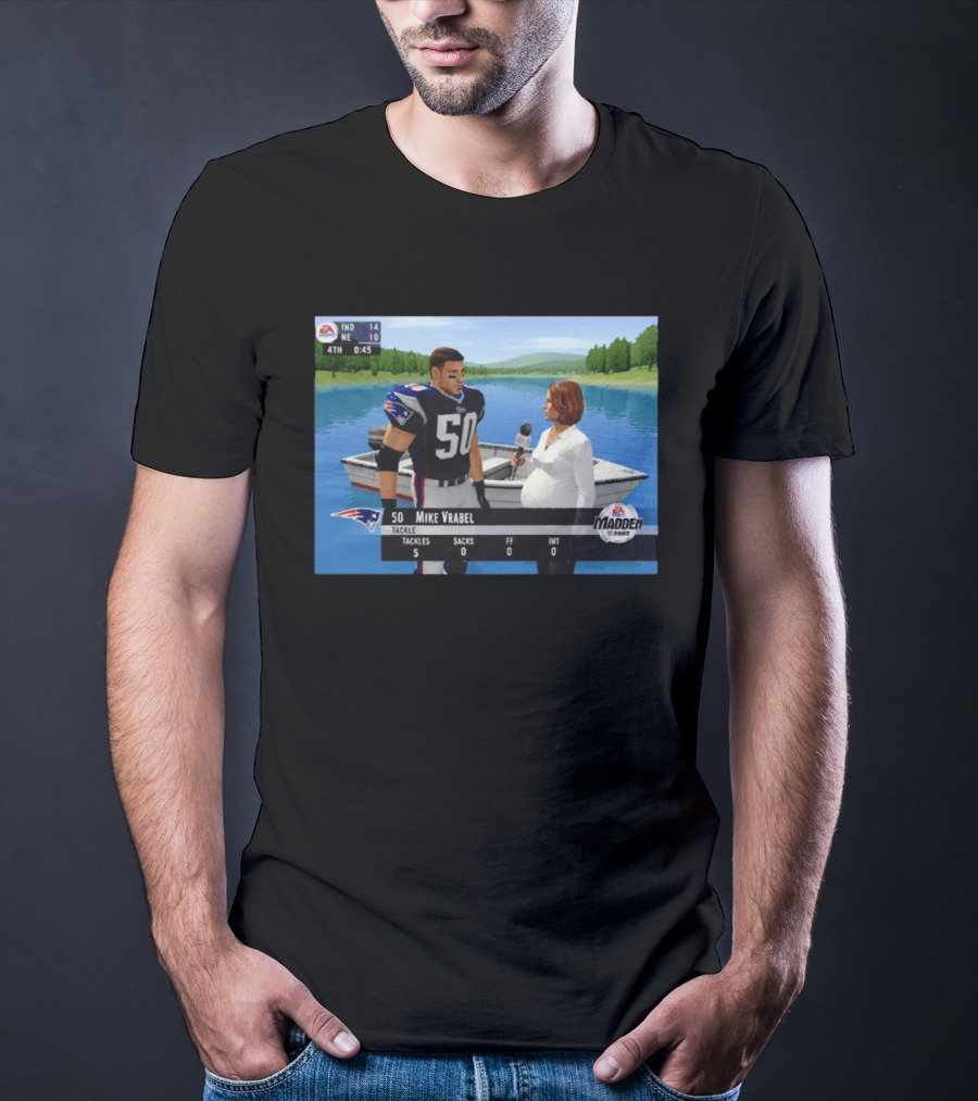 EA Madden 2002 Mike Vrabel Interview Football Patriots Video Game Scene T-Shirt