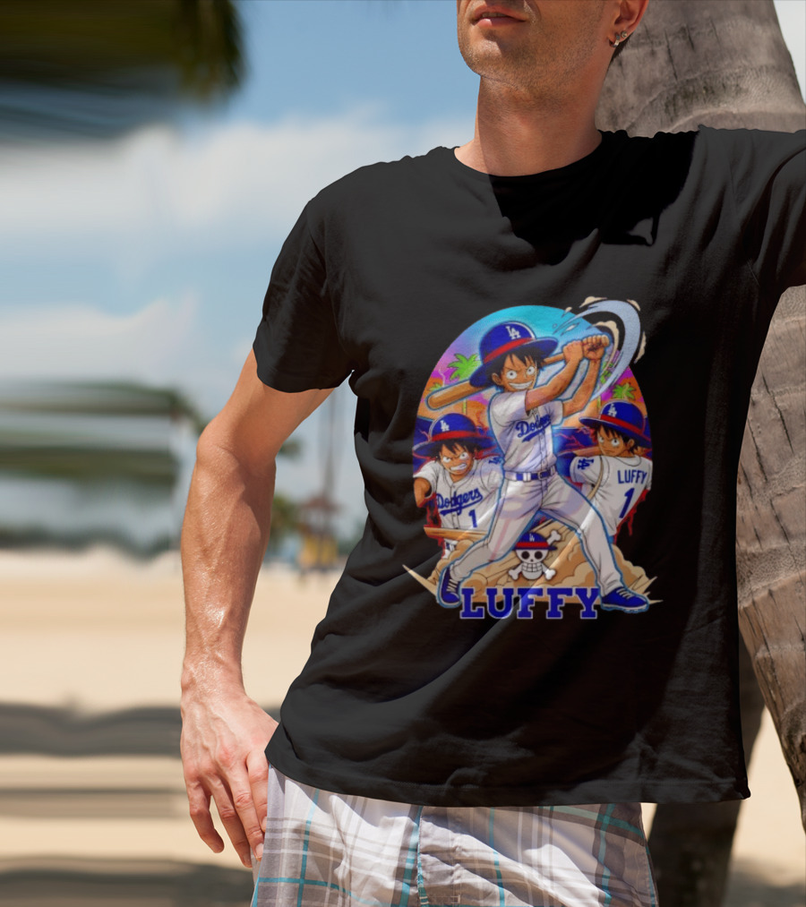 Monkey D. Luffy Dodgers Baseball 2026 Anime T-Shirt