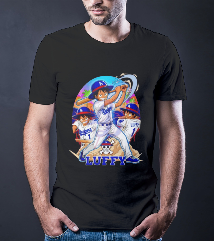 Monkey D. Luffy Dodgers Baseball 2026 Anime T-Shirt